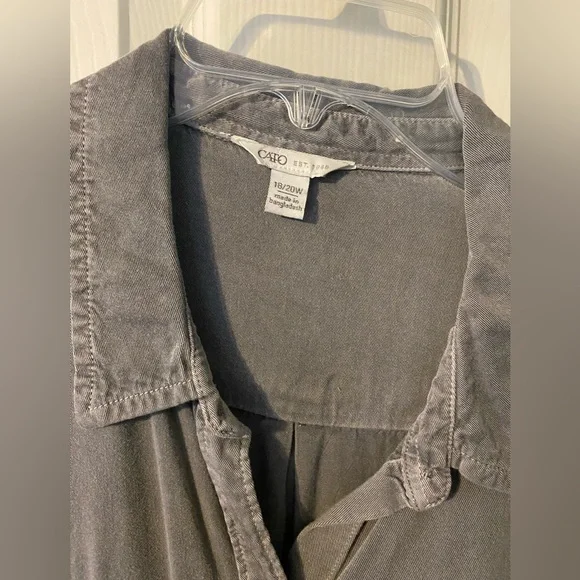 Cato Gray Button-Up long sleeve Shirt 100% rayon size XL 18 - Picture 3 of 7